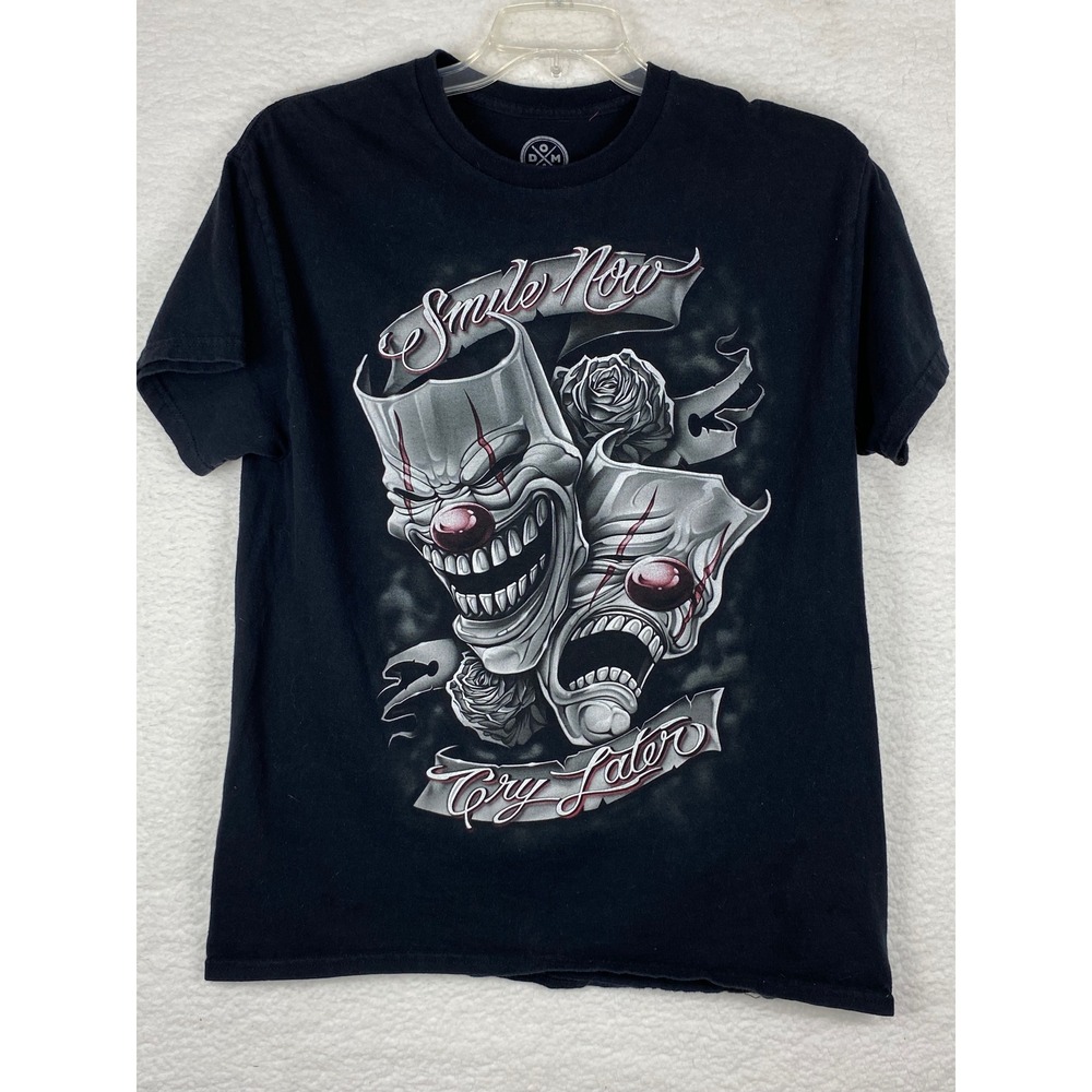 DXM Smile Now Cry Later Graphic T-Shirt Mens Large Black Chicano Streetwear Tee - Picture 1 of 6